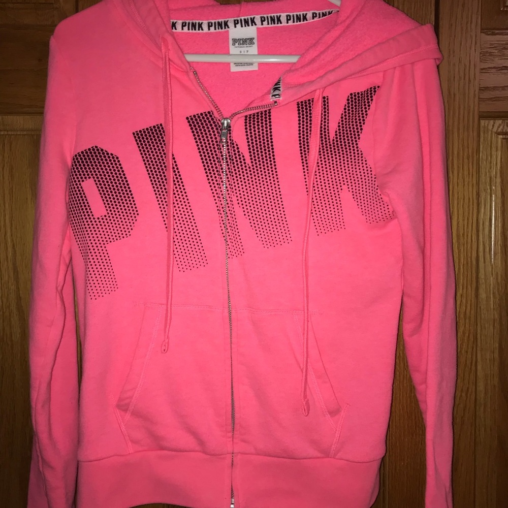 VS PINK zip-up hoodie.